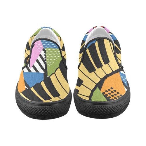 Men's Abstract Piano Pop Art Print Canvas Slip-on Shoes