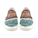 Men's Big Size Hued Waves Tribal Print Slip-on Canvas Shoes