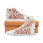 Women's Baby Pink Floral Print Canvas High Top Shoes