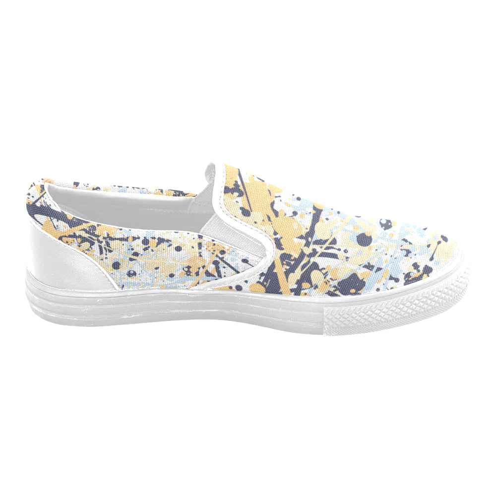Men's Paint Splatter Dark Print Canvas Slip-on Shoes