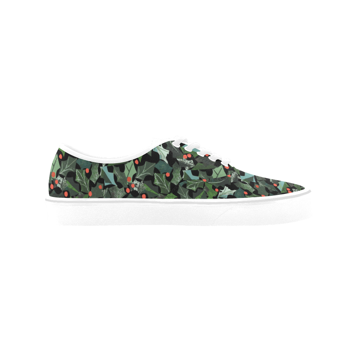 Women's Ivy Plants Christmas Print Canvas Low Top Shoes