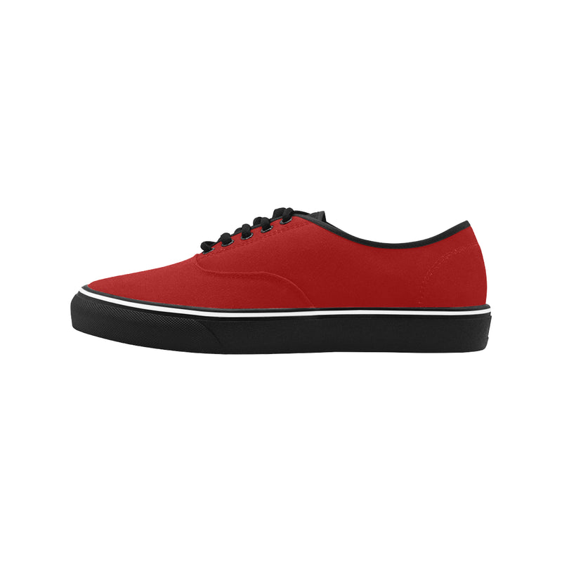 Men's Flaming Red Solids Print Low Top Canvas Shoes