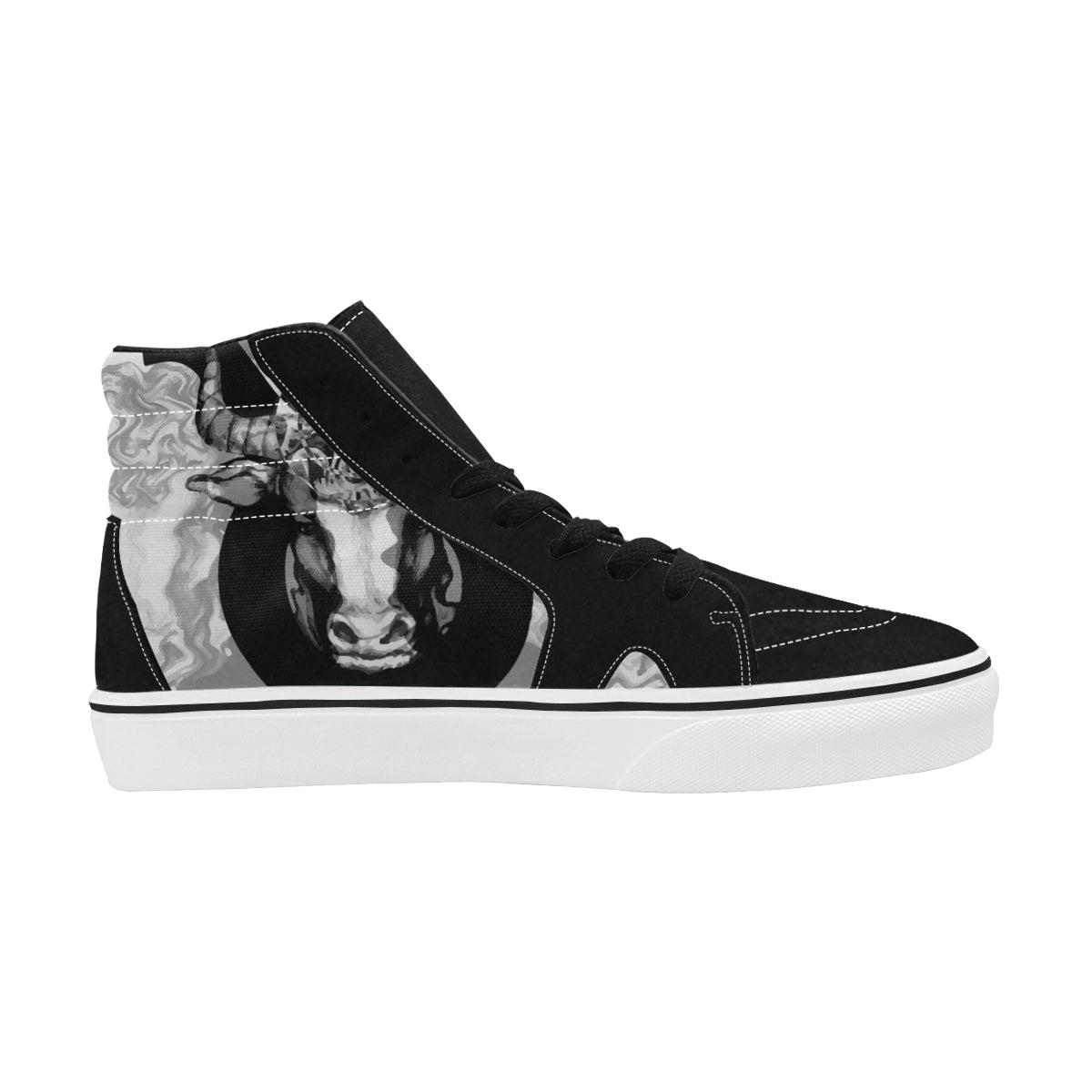 Men's Taurus Zodiac Print Canvas High Top Shoes