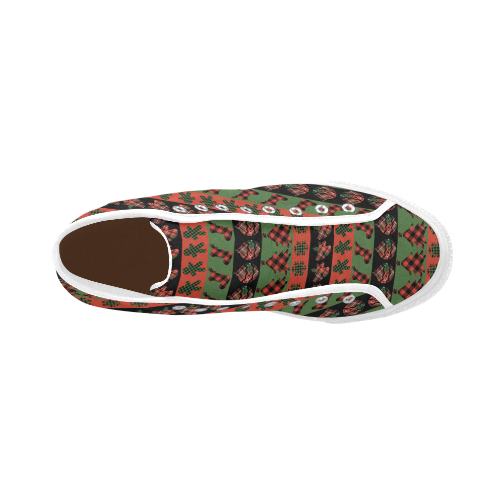 Men's Christmas Plaids Print Canvas High Top Shoes