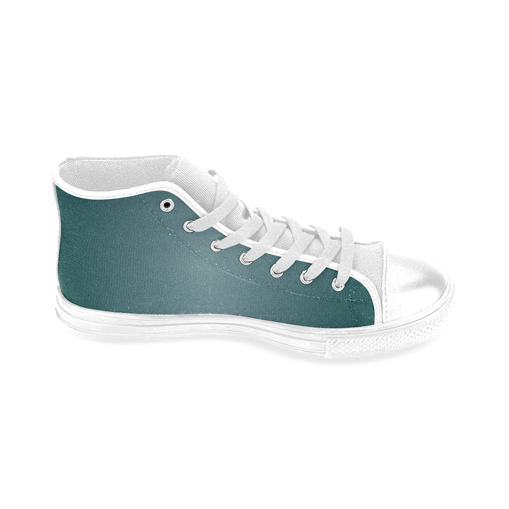 Men's Teal Solids Print Canvas High Top Shoes