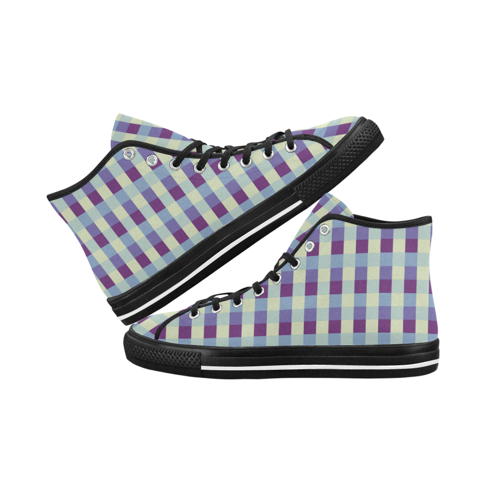 Women's Checkers Print Canvas High Top Shoes