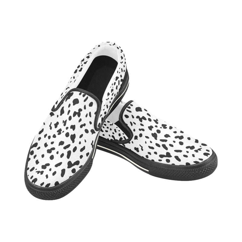Women's Big Size Dalmatian Dog Print Slip-on Canvas Shoes