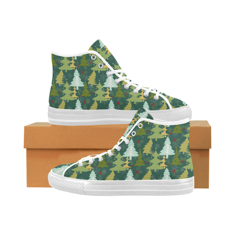 Men's Christmas Trees Print Big Size Canvas High Top Shoes