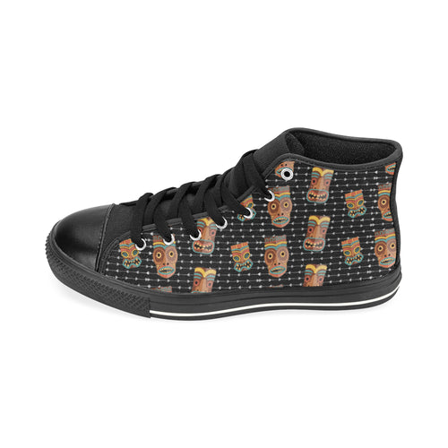 Women's Big Size Tribal Face Mask Print High Top Canvas Shoes