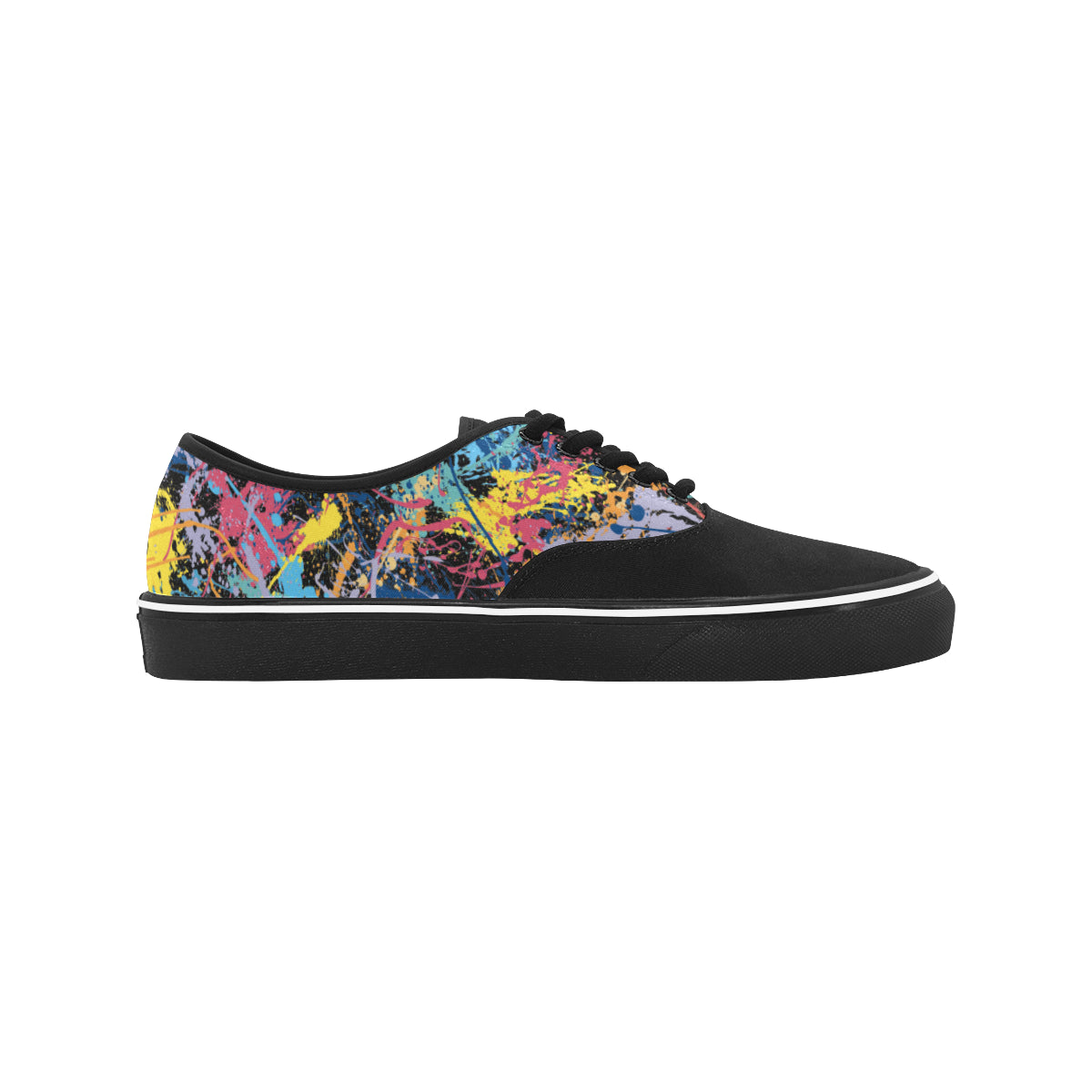 Men's Multicolored Paint Splatter Print Canvas Low Top Shoes