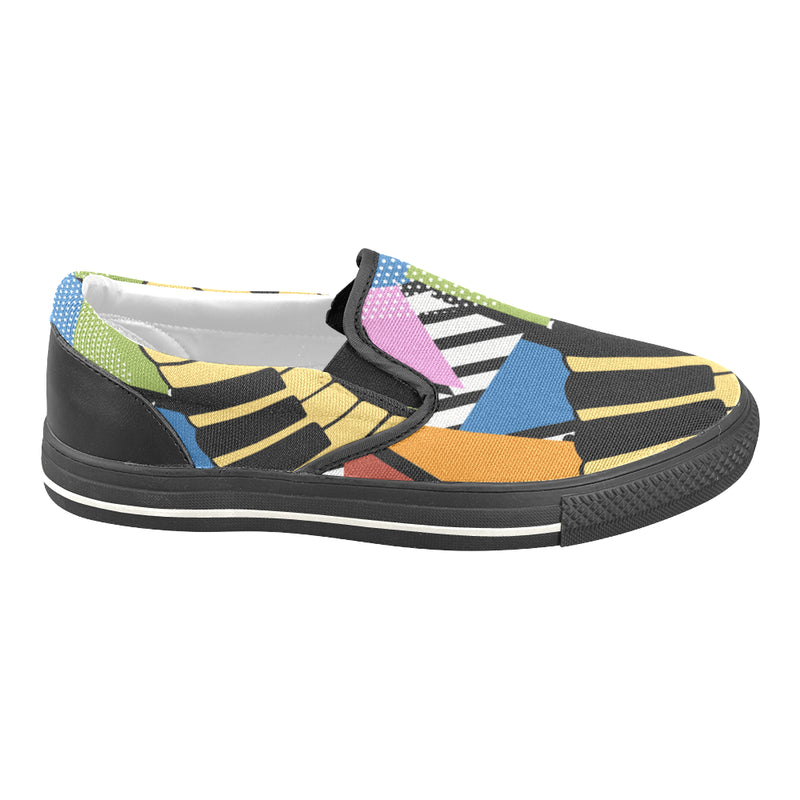 Men's Abstract Piano Pop Art Print Canvas Slip-on Shoes