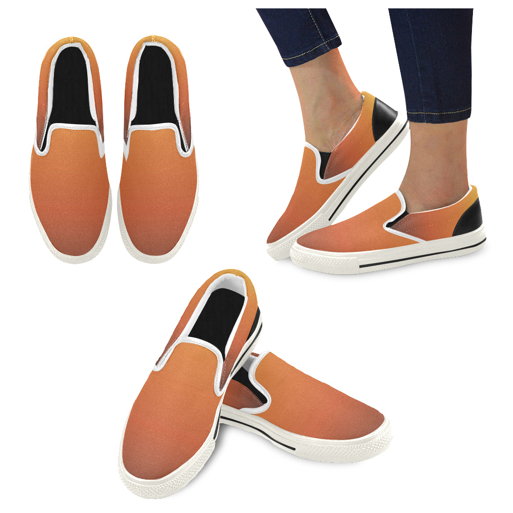 Men's Orange Solids Print Canvas Slip-on Shoes