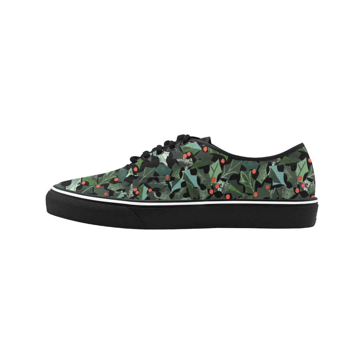 Women's Ivy Plants Christmas Print Canvas Low Top Shoes
