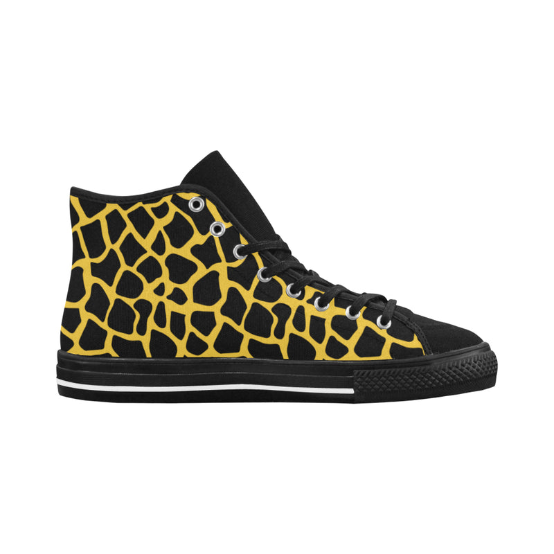 Women's Black Giraffe Print High Top Canvas Shoes