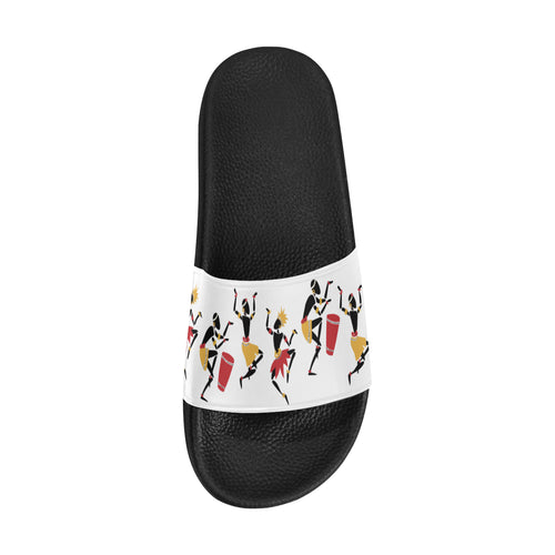 Women's Dancing Silhouette Tribal Print Sliders Sandal