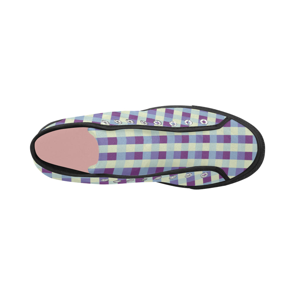 Women's Checkers Print Canvas High Top Shoes