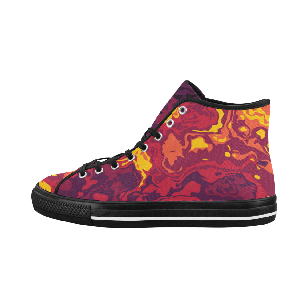 Men's Fiery Camouflage Print High Top Canvas Shoes