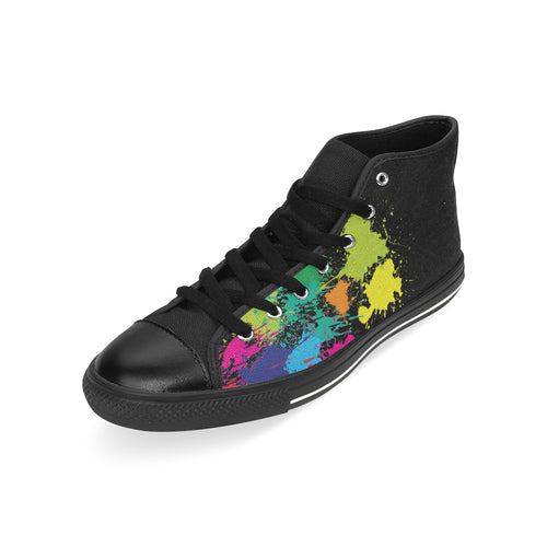 Men's Holi Paint Splatter Print Canvas High Top Shoes