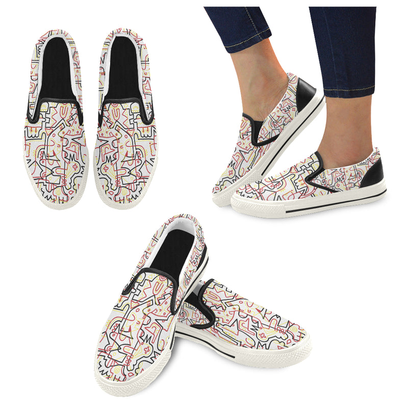 Women's Tangled Doodle Print Canvas Slip-on Shoes