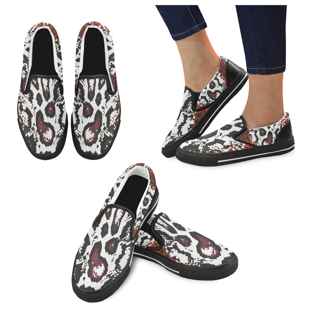 Men's Trippy Snake Print Canvas Slip-on Shoes