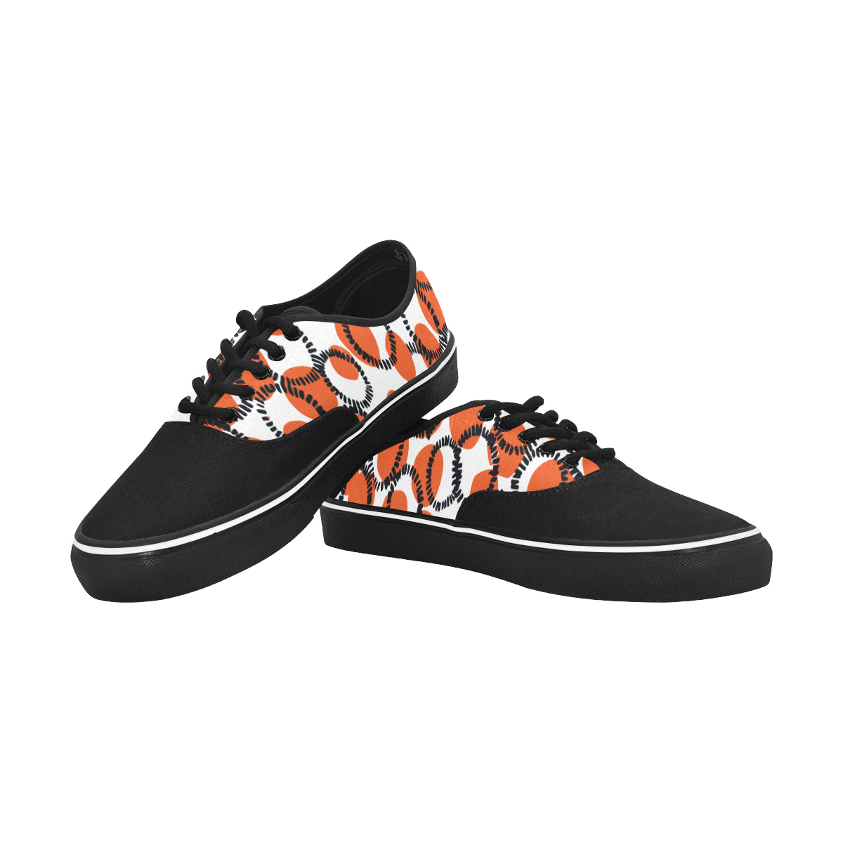 Men's Orange Polka Print Canvas Low Top Shoes