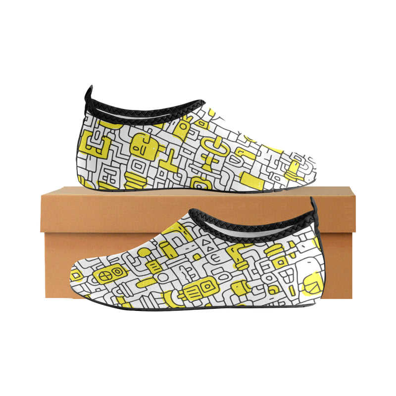 Men's Pop Yellow Doodle Print Barefoot Shoes