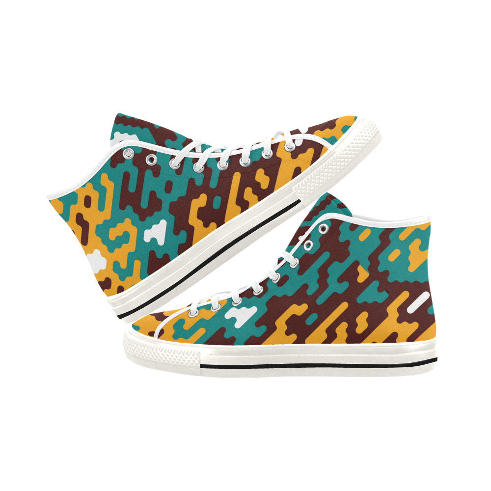 Women's Camouflage Flames Print Canvas High Top Shoes