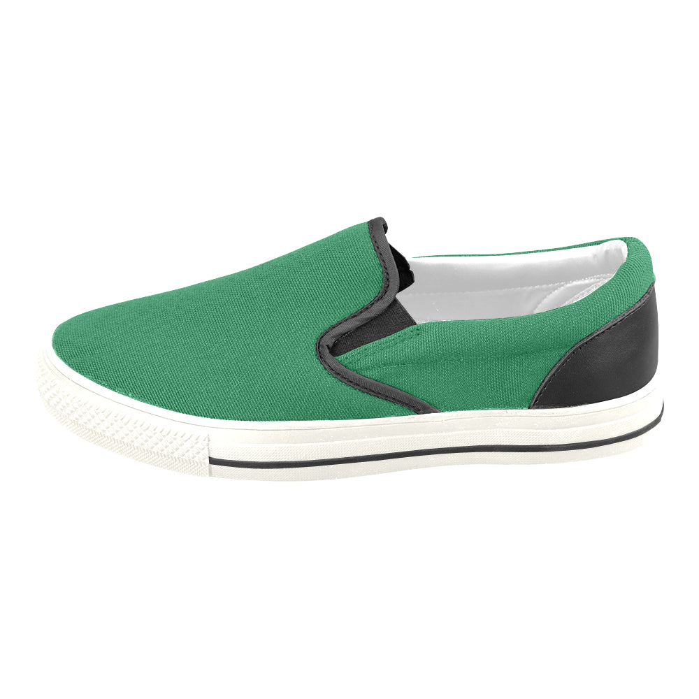 Men's Bottle Green Solids Print Canvas Slip-on Shoes