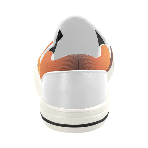 Women's Orange Solids Print Canvas Slip-on Shoes