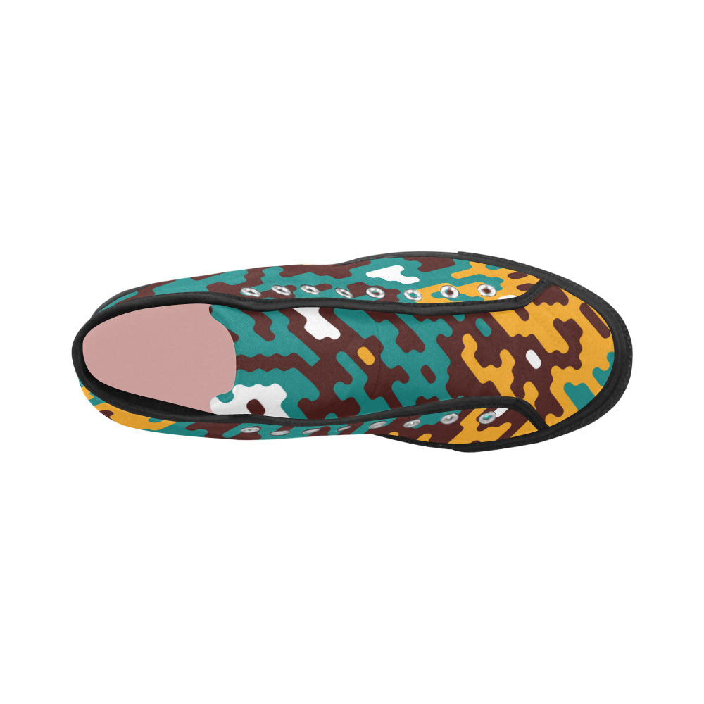 Women's Camouflage Flames Print Canvas High Top Shoes