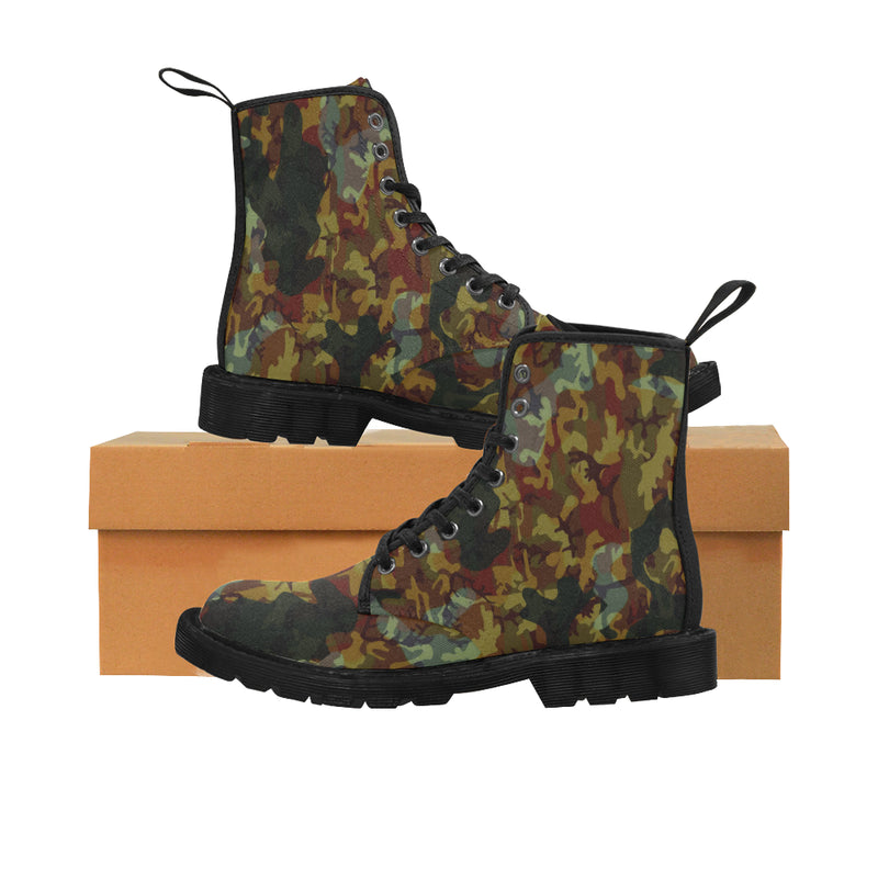 Men's Military Camouflage Print Canvas Boots