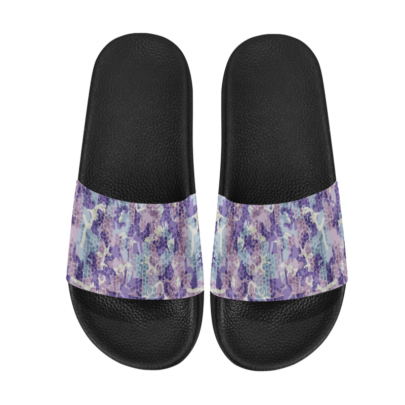 Men's Purple Camouflage Print Canvas Sliders Sandal