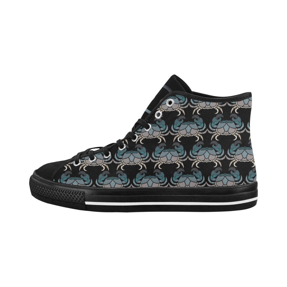 Women's Cancer Crab Zodiac Print Canvas High Top Shoes