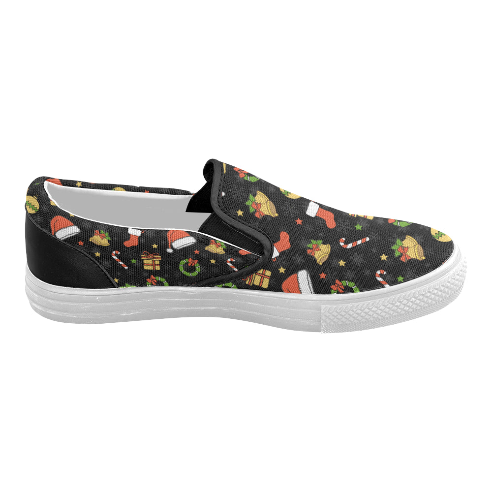 Women's Christmas Elements Print Canvas Slip On Shoes