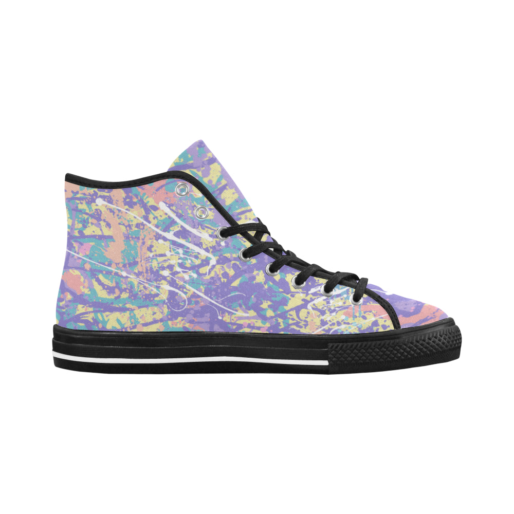 Women's Pastel Shades Paint Splatter Print Canvas High Top Shoes