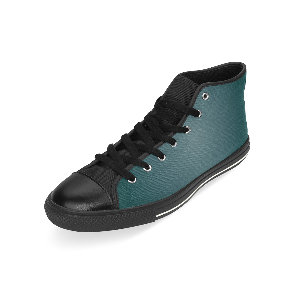 Men's Teal Solids Print Canvas High Top Shoes