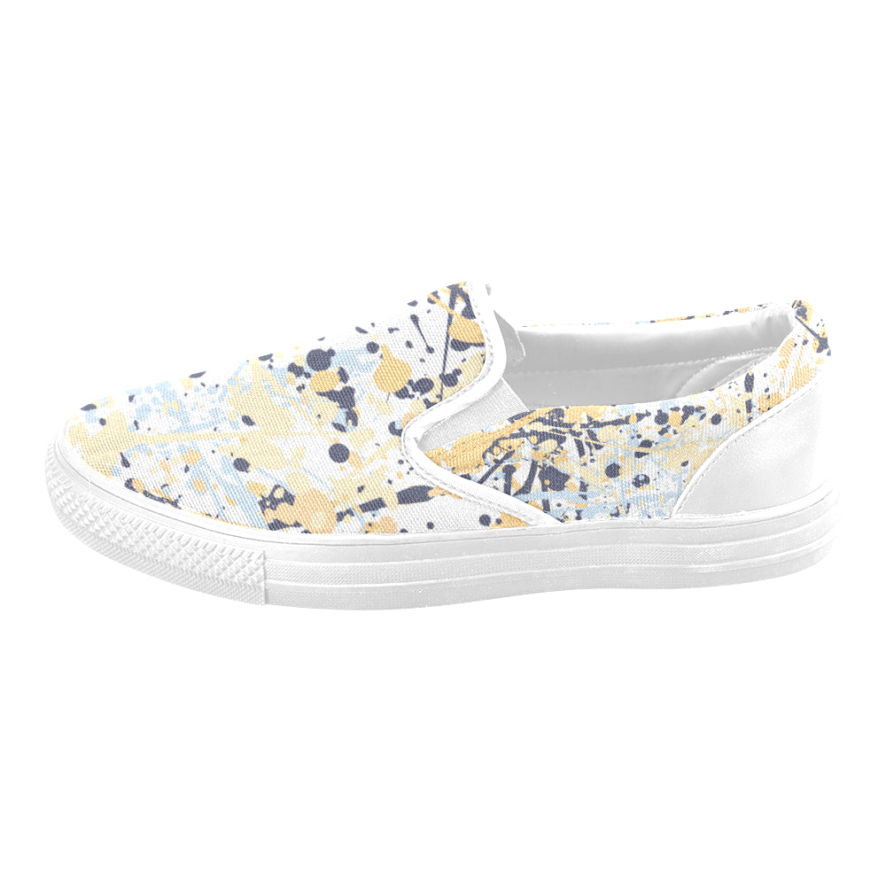 Men's Paint Splatter Dark Print Canvas Slip-on Shoes