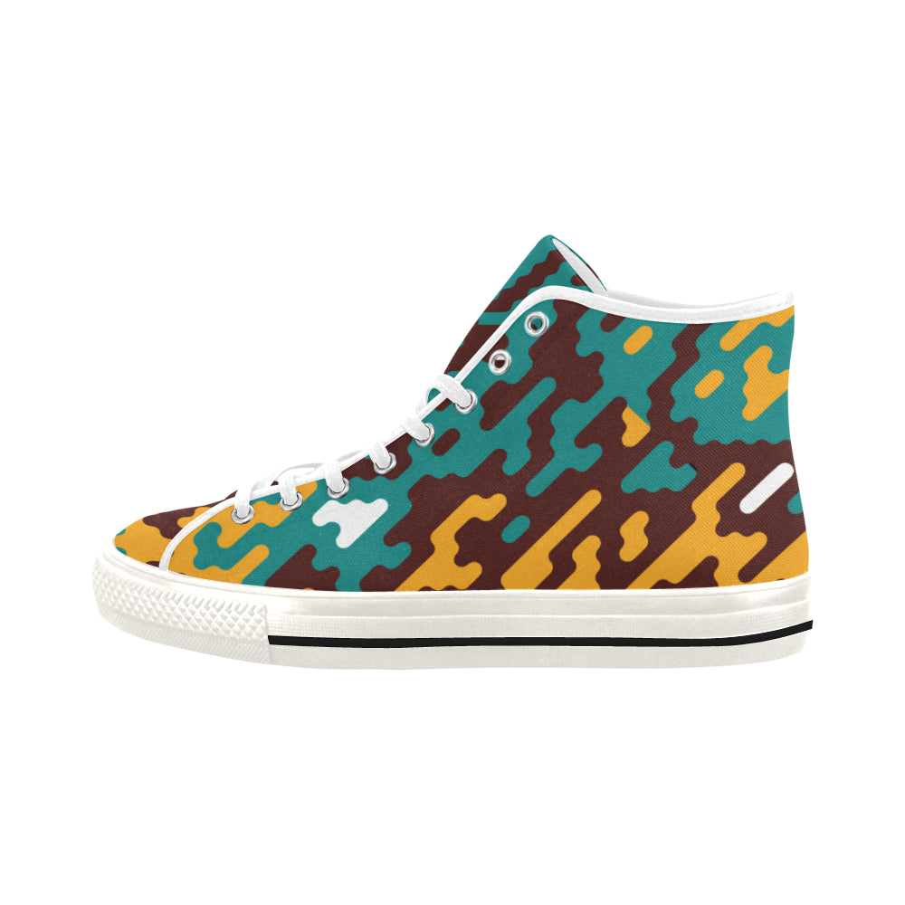 Women's Camouflage Flames Print Canvas High Top Shoes