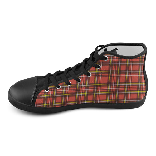 Kids's Scottish Checkers Print Canvas High Top Shoes