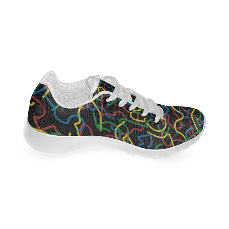 Kid's Wiggly Black Doodle Print Canvas Sneakers