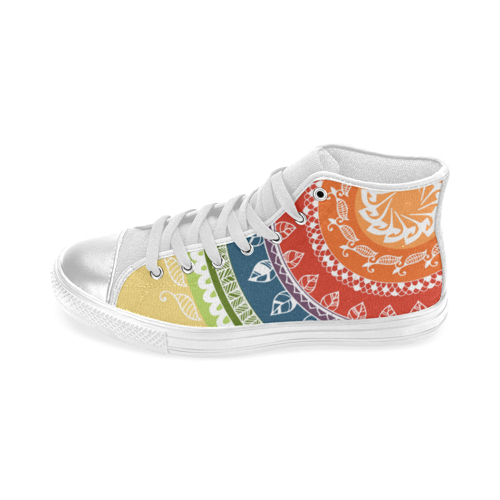 Women's Folksy Mandala Print Canvas High Top Shoes