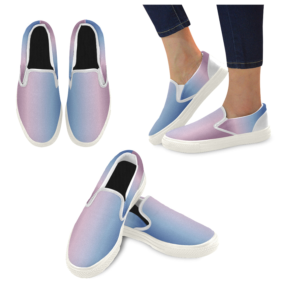 Women's Blue-Purple Gradient Print Slip-on Canvas Shoes