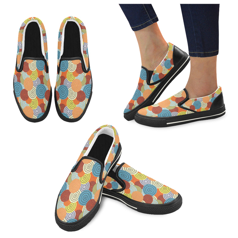 Kids's Concentric Polka Print Canvas Slip-on Shoes