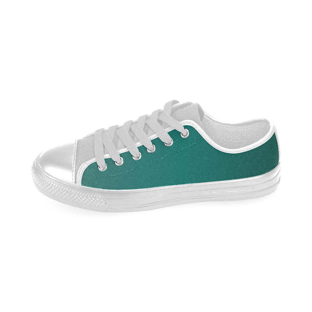 Men's Aqua Green Solids Print Canvas Low Top Shoes