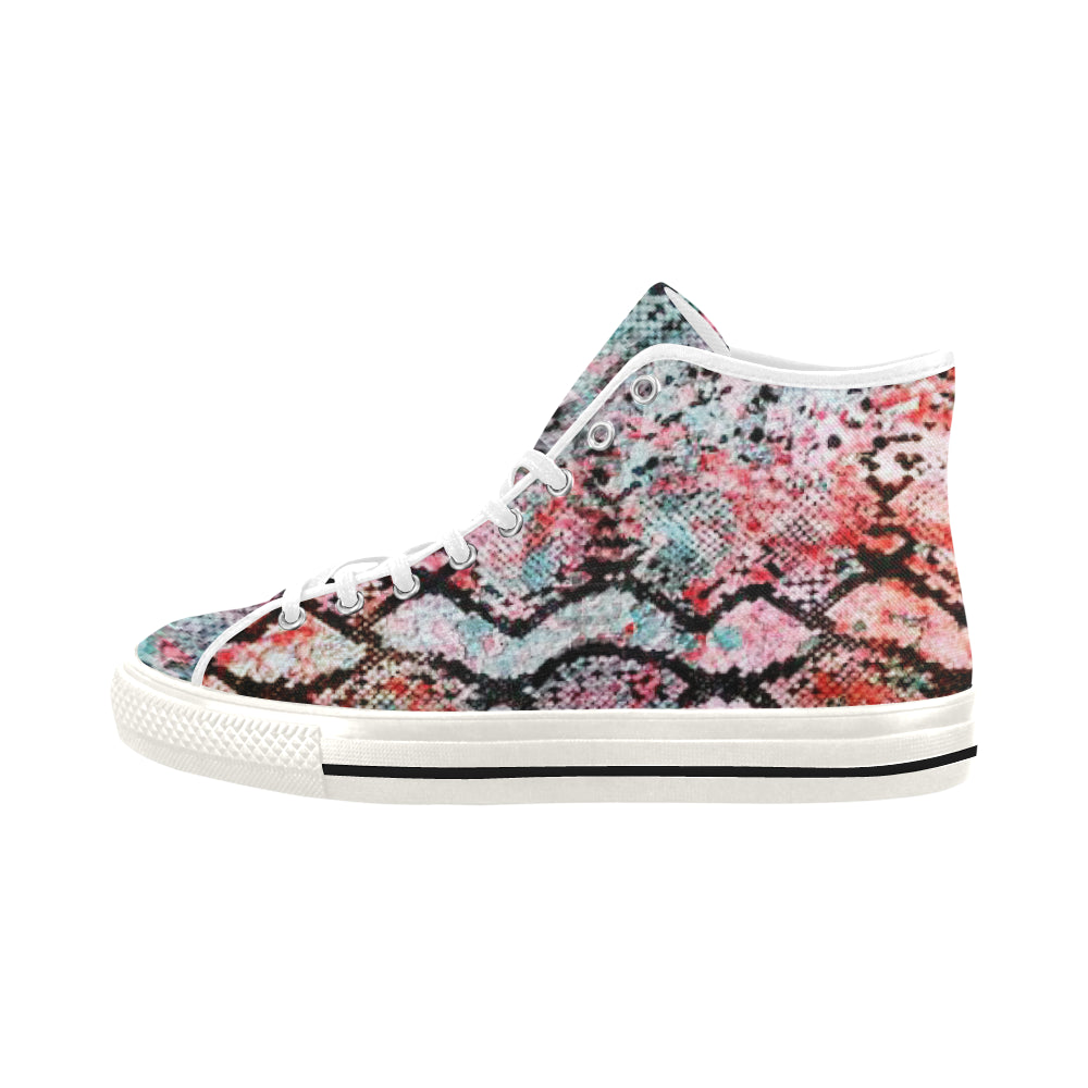 Women's Snake Print Canvas High Top Shoes