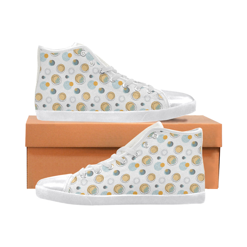 Women's Bubbly Polka Print Canvas High Top Shoes
