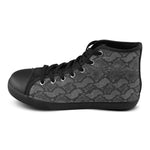 Women's Big Size Black Snake Print High Top Canvas Shoes