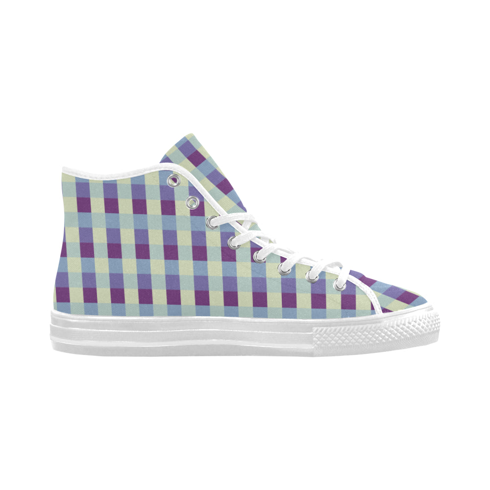 Women's Checkers Print Canvas High Top Shoes