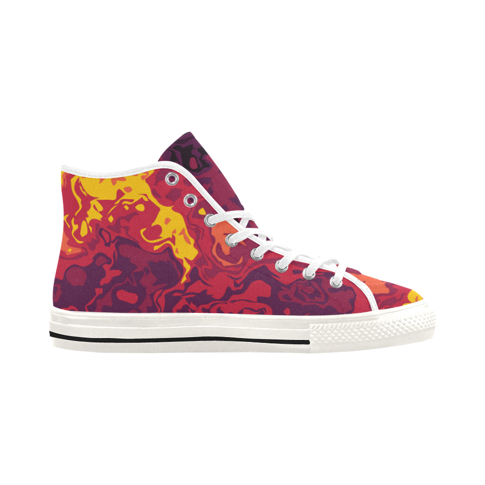 Women's Fiery Camouflage Print Canvas High Top Shoes