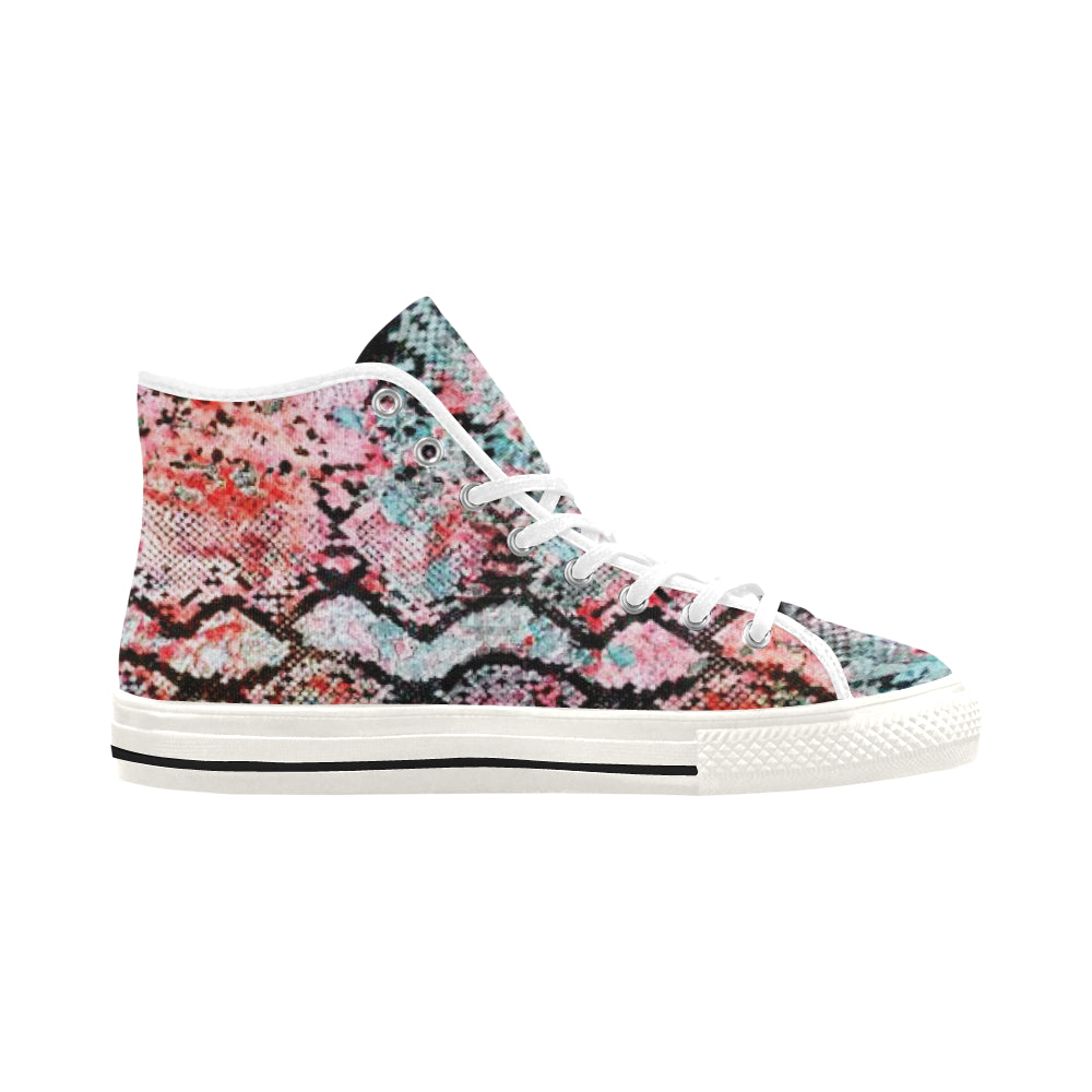 Women's Snake Print Canvas High Top Shoes